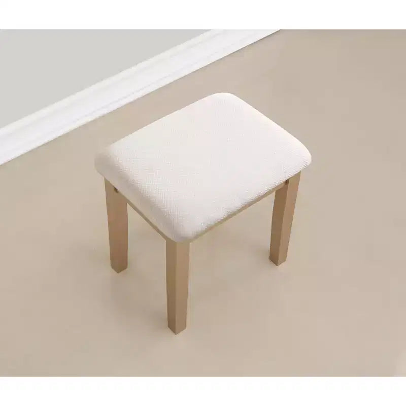 Tavolino da Trucco e Sgabello in Legno, Oro