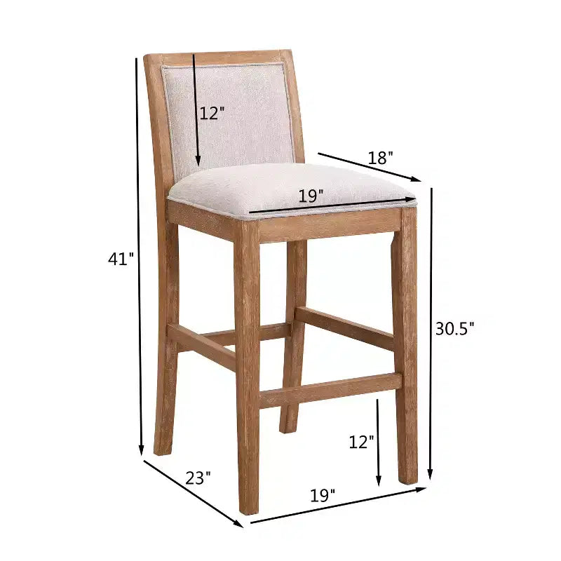 Sgabello da bancone imbottito in legno di gomma da 30,5 con poggiapiedi