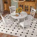  5-Piece  Dining Table Set with Round Extendable Dining Table and 4 Upholstered Dining Chairs