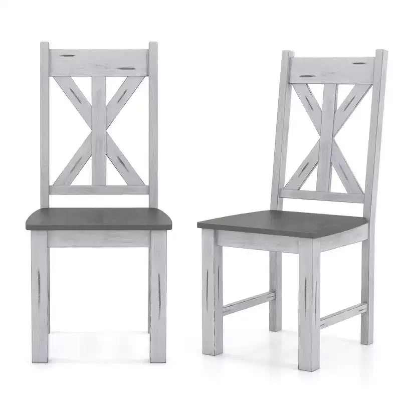  Wooden Dining Chair Set of 2/4 with Rubber Wood Frame Elegant Hollowed Backrest