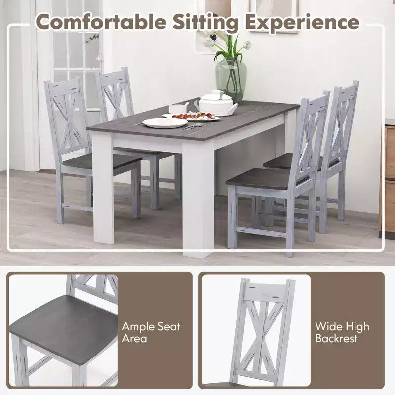 Sedia da pranzo in legno con struttura in legno di gomma ed elegante schienale traforato