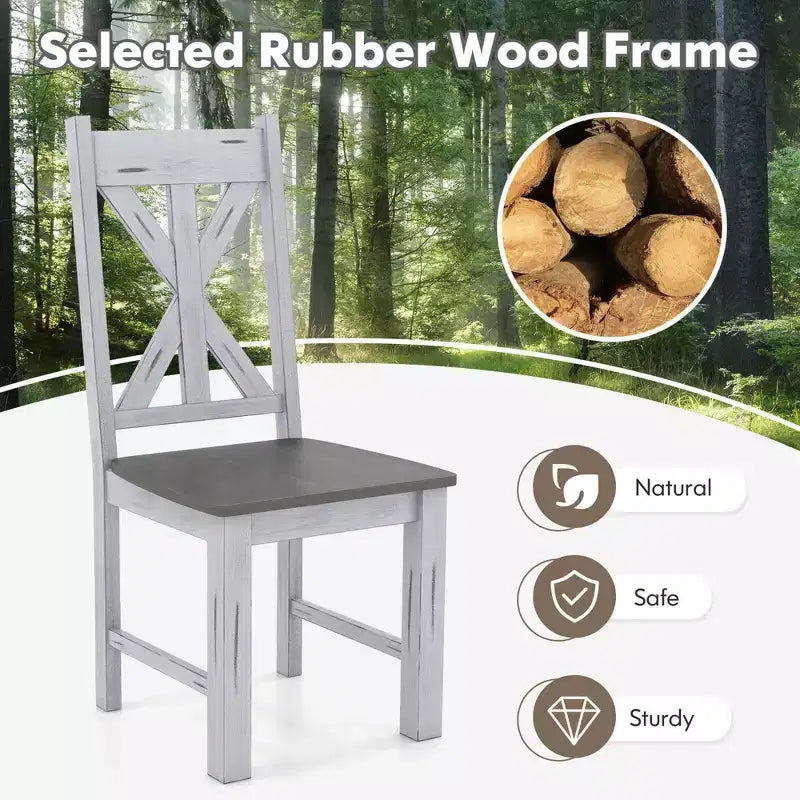 Sedia da pranzo in legno con struttura in legno di gomma ed elegante schienale traforato
