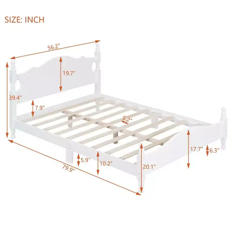 Base letto in legno con montanti torniti