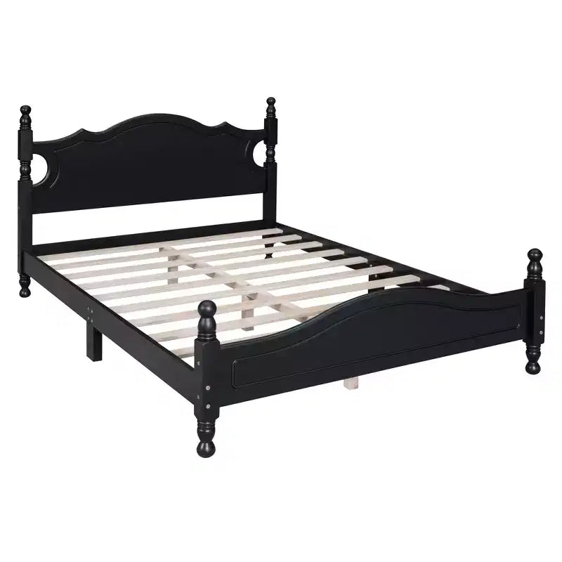 Base letto in legno con montanti torniti