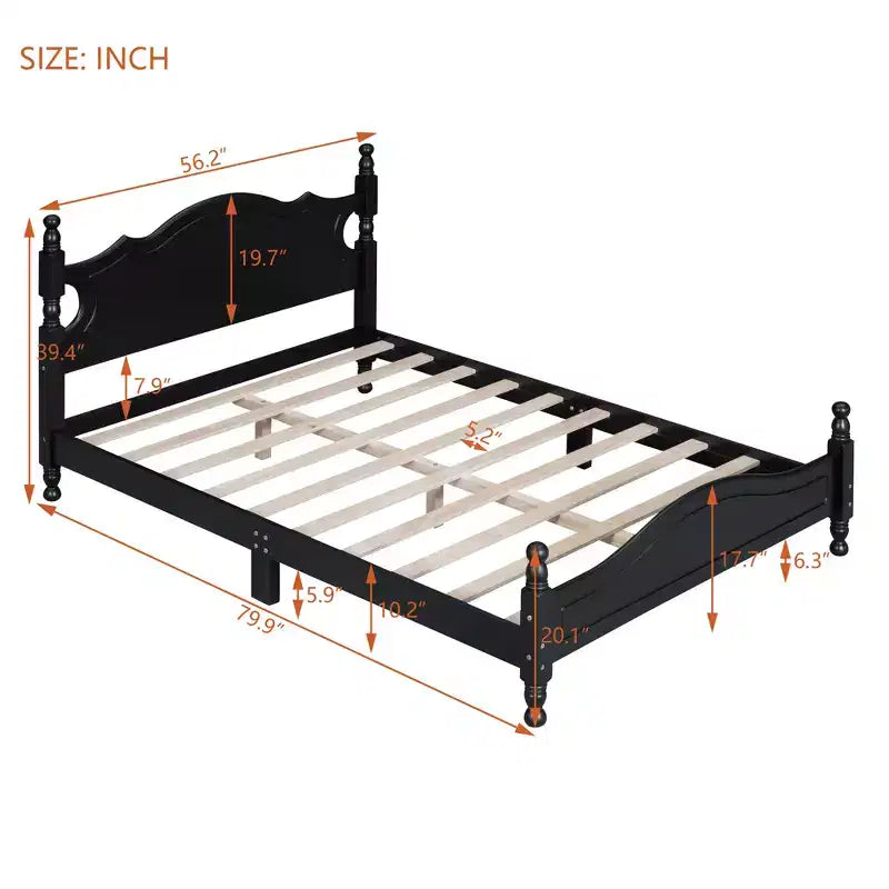 Base letto in legno con montanti torniti