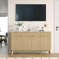 Credenza a buffet grande da 60 con spazio contenitivo, armadietto con ante scanalate, cassetti e ripiani regolabili, consolle in legno per angolo caffè