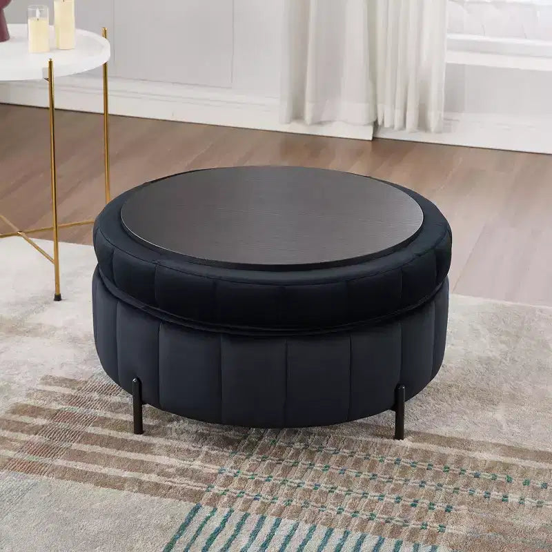 Pouf Moderno con Contenitore, Sgabello Poggiapiedi Imbottito in Velluto con Coperchio Reversibile a Forma di Zucca per Soggiorno, Camera da Letto, Ingresso