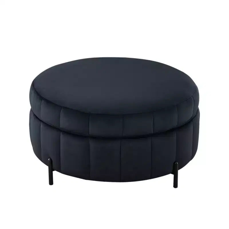 Pouf Moderno con Contenitore, Sgabello Poggiapiedi Imbottito in Velluto con Coperchio Reversibile a Forma di Zucca per Soggiorno, Camera da Letto, Ingresso