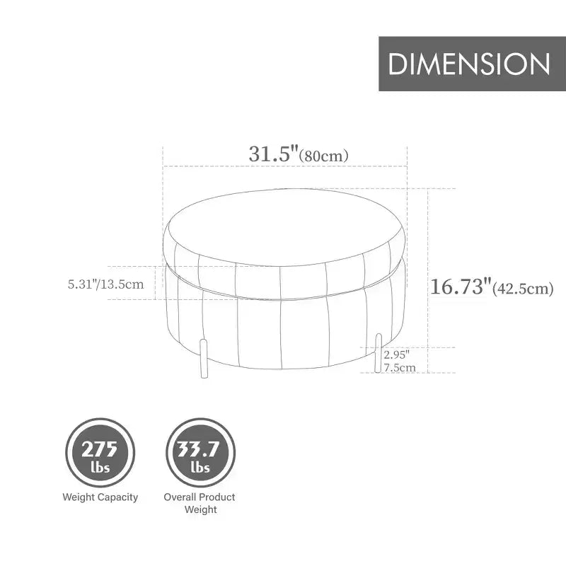 Pouf Moderno con Contenitore, Sgabello Poggiapiedi Imbottito in Velluto con Coperchio Reversibile a Forma di Zucca per Soggiorno, Camera da Letto, Ingresso