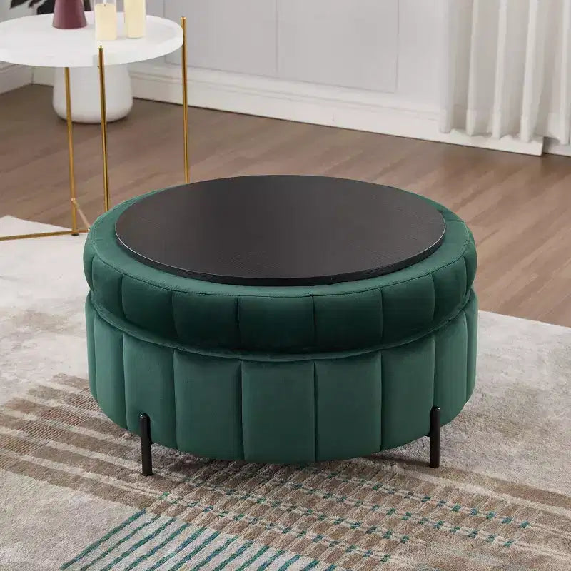 Pouf Moderno con Contenitore, Sgabello Poggiapiedi Imbottito in Velluto con Coperchio Reversibile a Forma di Zucca per Soggiorno, Camera da Letto, Ingresso