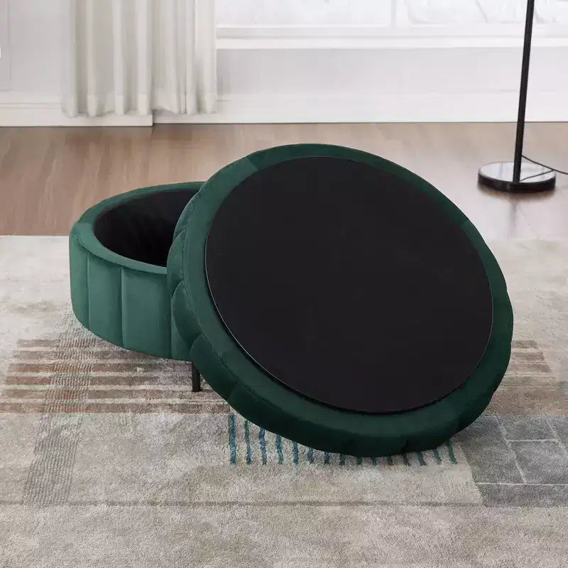Pouf Moderno con Contenitore, Sgabello Poggiapiedi Imbottito in Velluto con Coperchio Reversibile a Forma di Zucca per Soggiorno, Camera da Letto, Ingresso