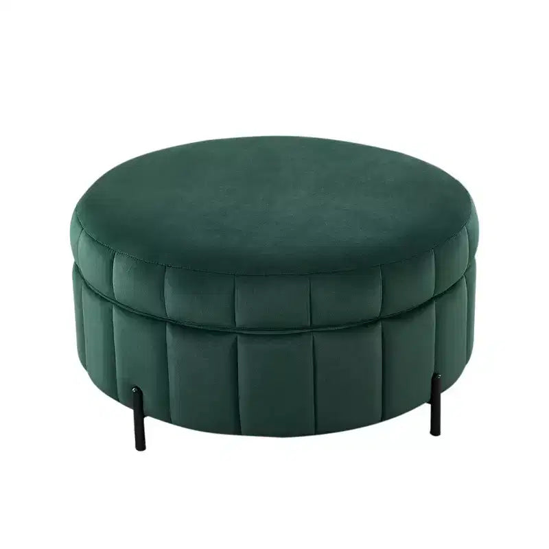 Pouf Moderno con Contenitore, Sgabello Poggiapiedi Imbottito in Velluto con Coperchio Reversibile a Forma di Zucca per Soggiorno, Camera da Letto, Ingresso