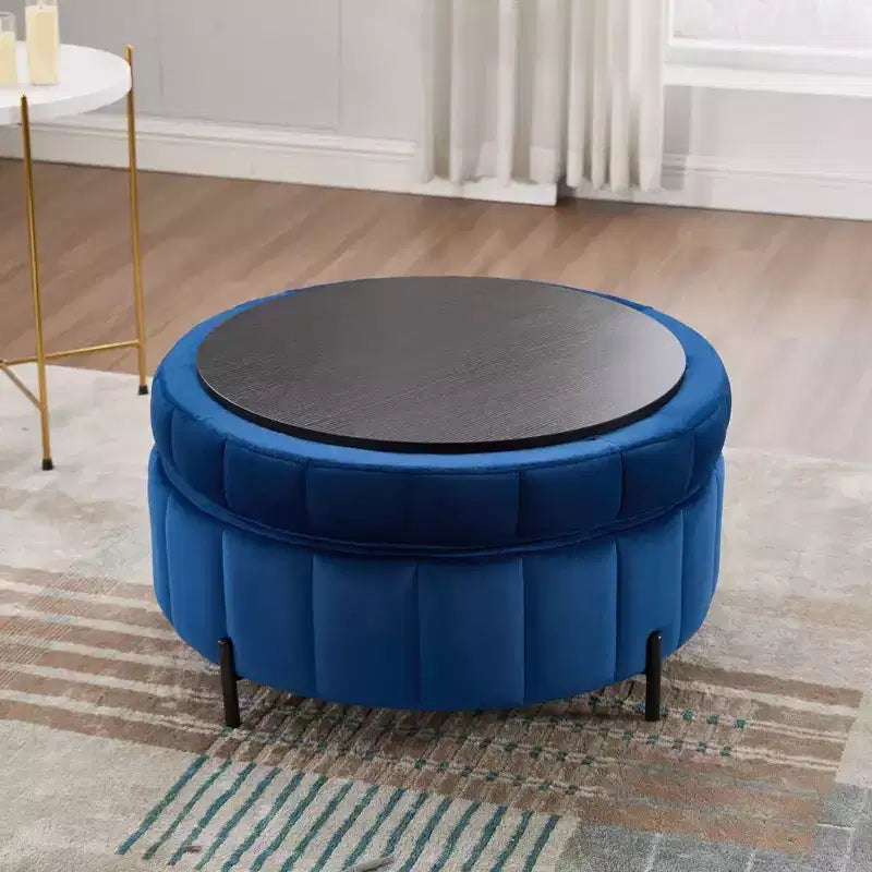 Pouf Moderno con Contenitore, Sgabello Poggiapiedi Imbottito in Velluto con Coperchio Reversibile a Forma di Zucca per Soggiorno, Camera da Letto, Ingresso