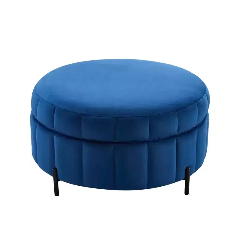 Pouf Moderno con Contenitore, Sgabello Poggiapiedi Imbottito in Velluto con Coperchio Reversibile a Forma di Zucca per Soggiorno, Camera da Letto, Ingresso
