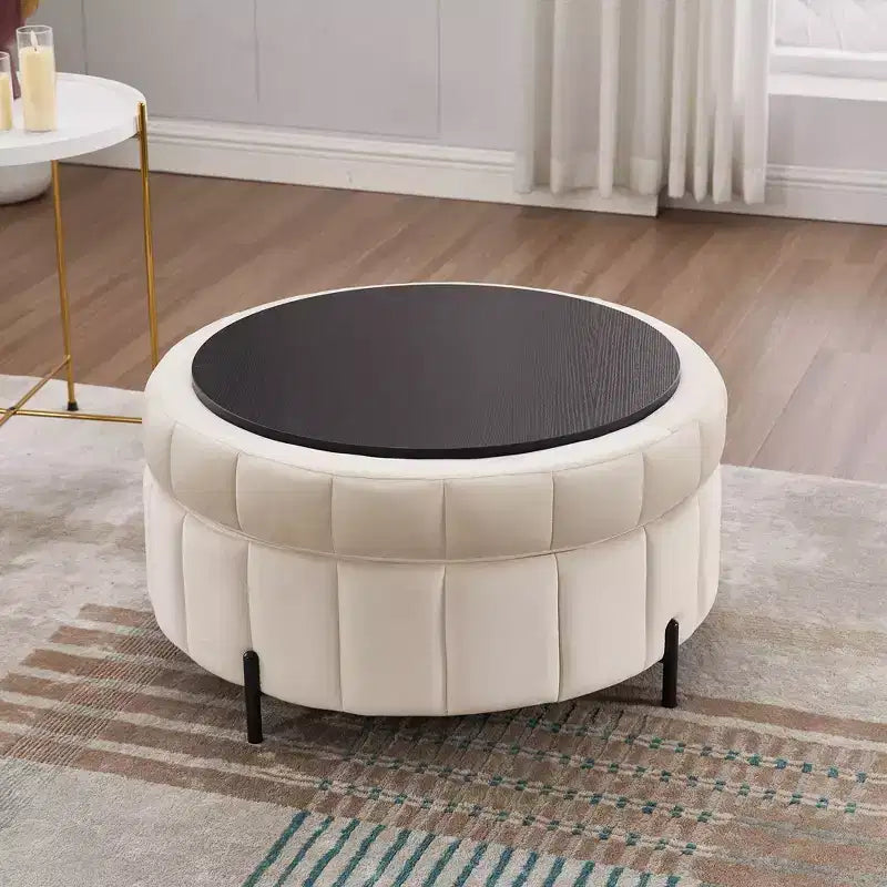 Pouf Moderno con Contenitore, Sgabello Poggiapiedi Imbottito in Velluto con Coperchio Reversibile a Forma di Zucca per Soggiorno, Camera da Letto, Ingresso