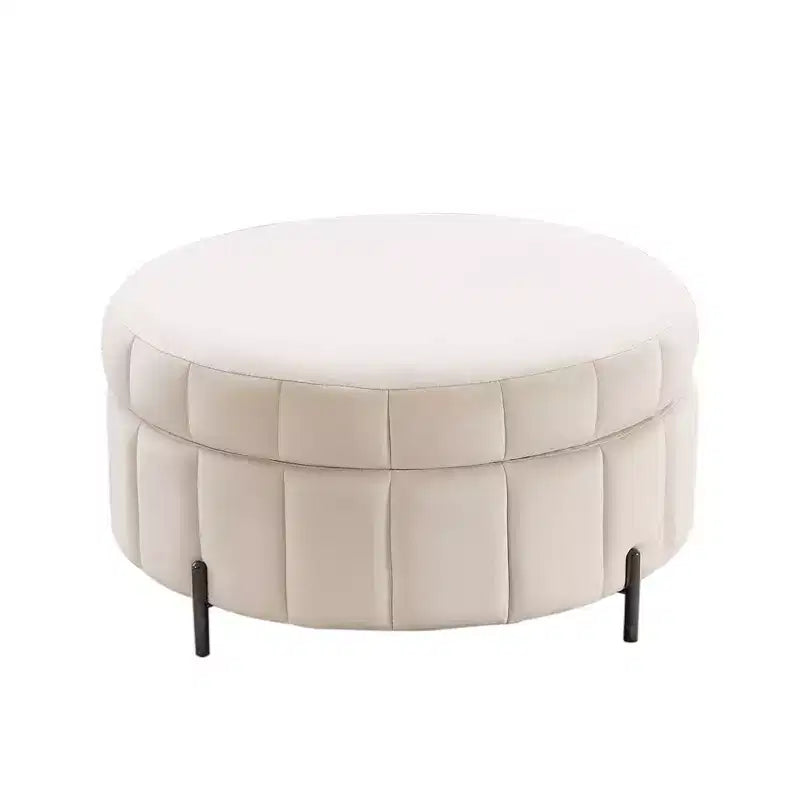 Pouf Moderno con Contenitore, Sgabello Poggiapiedi Imbottito in Velluto con Coperchio Reversibile a Forma di Zucca per Soggiorno, Camera da Letto, Ingresso