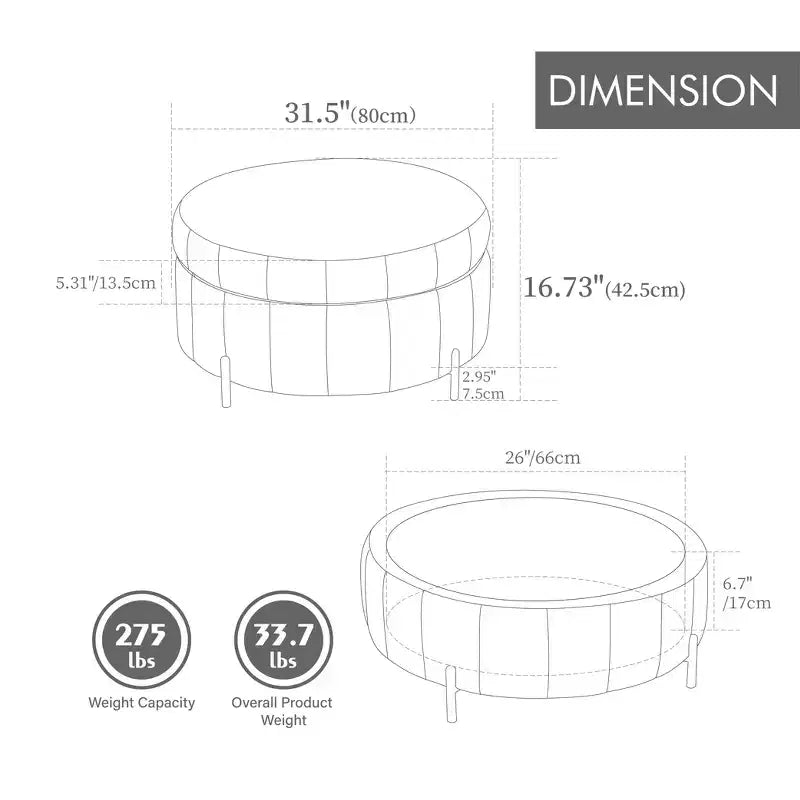 Pouf Moderno con Contenitore, Sgabello Poggiapiedi Imbottito in Velluto con Coperchio Reversibile a Forma di Zucca per Soggiorno, Camera da Letto, Ingresso