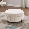  Modern Ottoman with Storage Velvet Upholstered Footstool with Reversible Lid Pumpkin-Shaped Stool for Living Room, Bedroom, Entryway