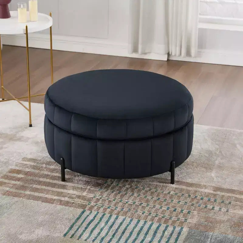 Pouf Moderno con Contenitore, Sgabello Poggiapiedi Imbottito in Velluto con Coperchio Reversibile a Forma di Zucca per Soggiorno, Camera da Letto, Ingresso