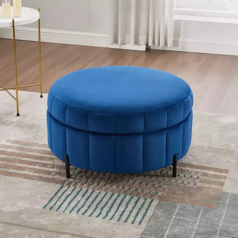 Pouf Moderno con Contenitore, Sgabello Poggiapiedi Imbottito in Velluto con Coperchio Reversibile a Forma di Zucca per Soggiorno, Camera da Letto, Ingresso