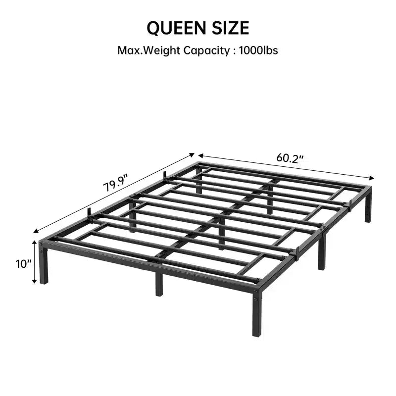 Struttura letto matrimoniale Queen da 14/16, non necessita di rete, robusta piattaforma in metallo, facile da montare, elevata capacità di carico, senza rumore