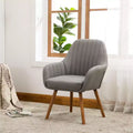  Contemporary Accent Chair,Barrel Back Fabric Armchair with Solid Wood Legs,Upholstered Lounge Chair for Living Room,Office,Foyer