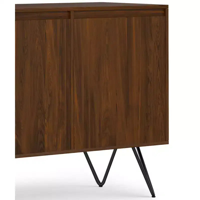 Credenza a buffet industriale contemporanea a 3 ante rettangolare da 60 x 18 pollici in impiallacciatura di noce