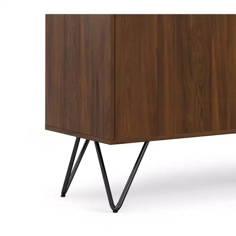 Credenza a buffet industriale contemporanea a 3 ante rettangolare da 60 x 18 pollici in impiallacciatura di noce