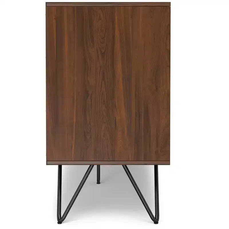 Credenza a buffet industriale contemporanea a 3 ante rettangolare da 60 x 18 pollici in impiallacciatura di noce