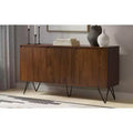 Credenza a buffet industriale contemporanea a 3 ante rettangolare da 60 x 18 pollici in impiallacciatura di noce