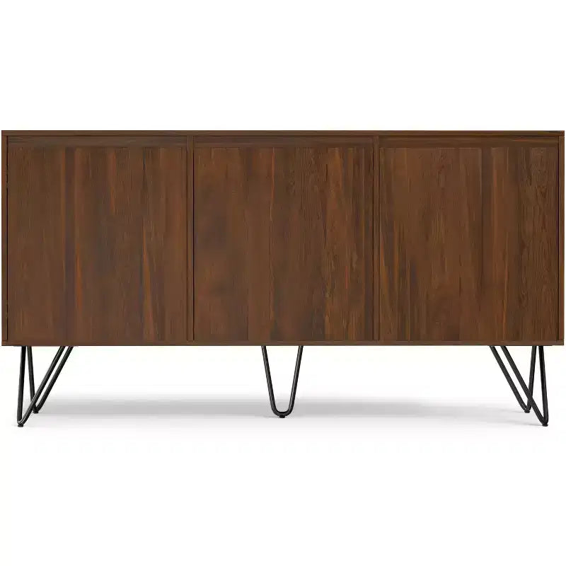 Credenza a buffet industriale contemporanea a 3 ante rettangolare da 60 x 18 pollici in impiallacciatura di noce