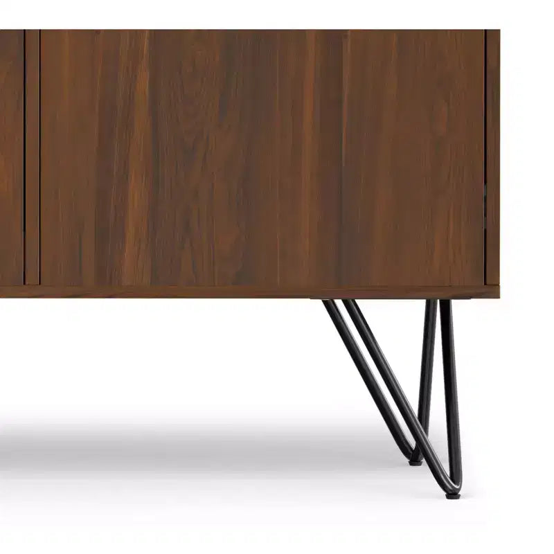 Credenza a buffet industriale contemporanea a 3 ante rettangolare da 60 x 18 pollici in impiallacciatura di noce