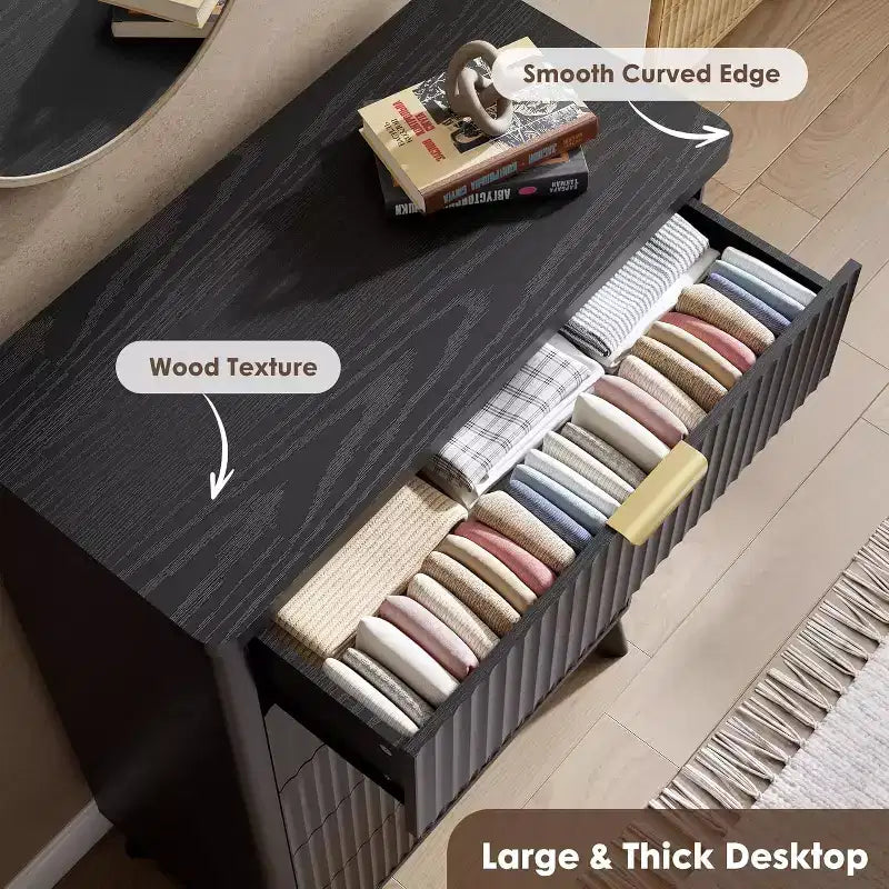 Comò a 5 cassetti scanalato, Cassettiera moderna per camera da letto o corridoio