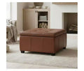   Modern Wooden Faux Leather Upholstered Storage Ottoman
