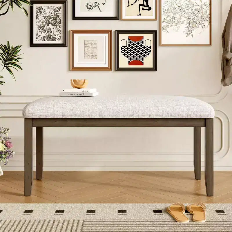 38 Panca Ottomana Moderna, Panca per Scarpe da Ingresso Imbottita con Gambe in Legno, Versatile Poggiapiedi per Soggiorno, Camera da Letno, Corridoio