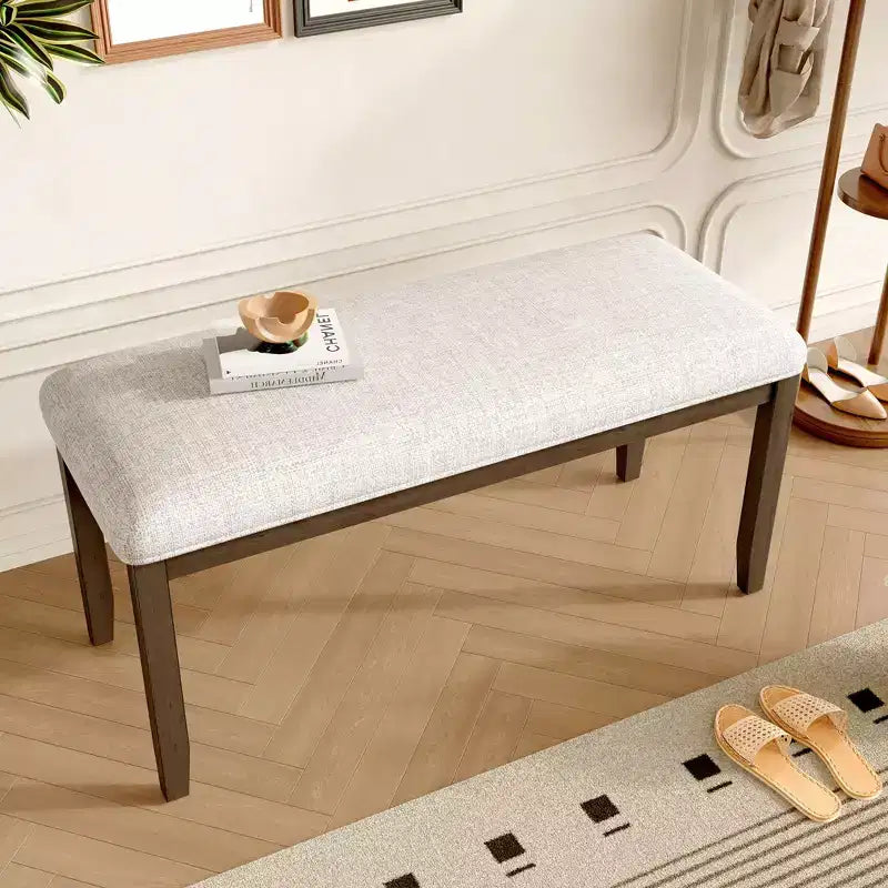 38 Panca Ottomana Moderna, Panca per Scarpe da Ingresso Imbottita con Gambe in Legno, Versatile Poggiapiedi per Soggiorno, Camera da Letno, Corridoio