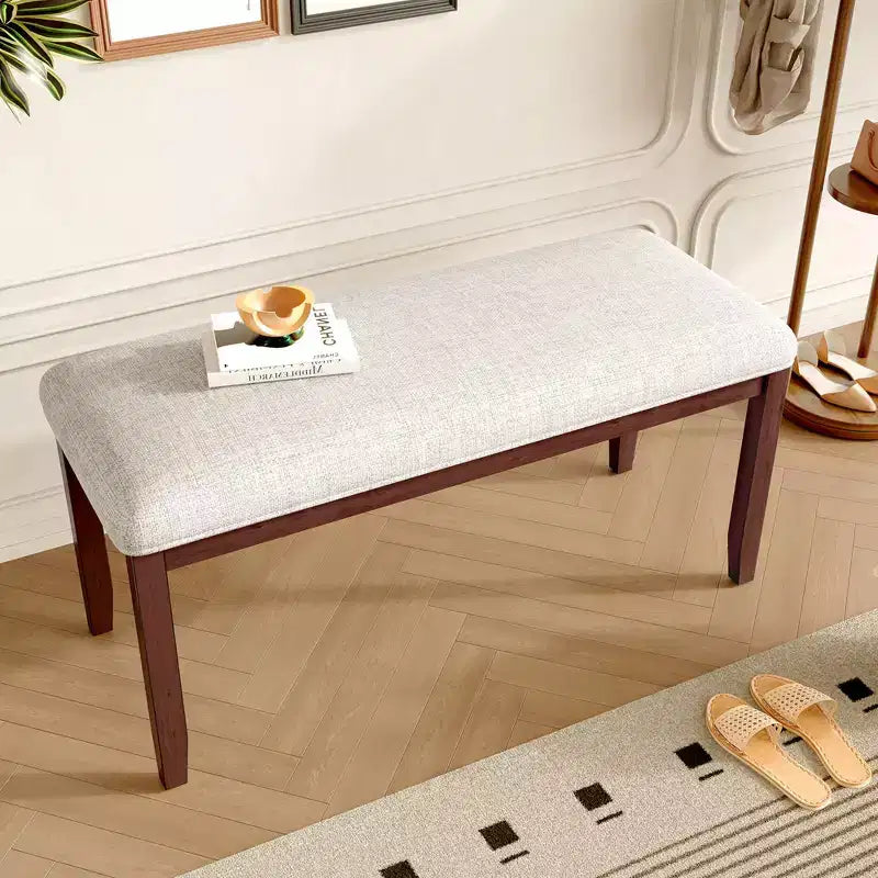  38 Modern Ottoman Bench with Upholstered Entryway Shoe Bench with Wood Legs Versatile Foot Stool for Living Room,Bedroom,Hallway