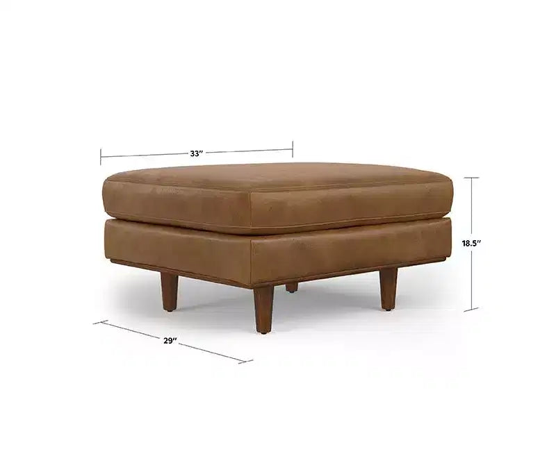 Ottoman a tavolino Mid-Century Modern largo 33 pollici in vera pelle