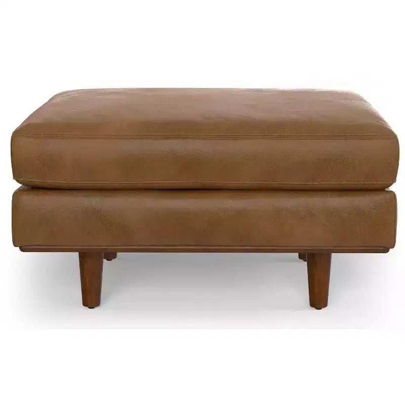 Ottoman a tavolino Mid-Century Modern largo 33 pollici in vera pelle