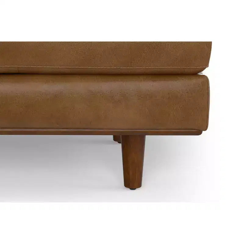Ottoman a tavolino Mid-Century Modern largo 33 pollici in vera pelle