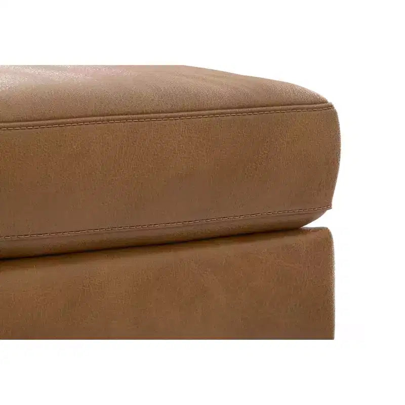 Ottoman a tavolino Mid-Century Modern largo 33 pollici in vera pelle