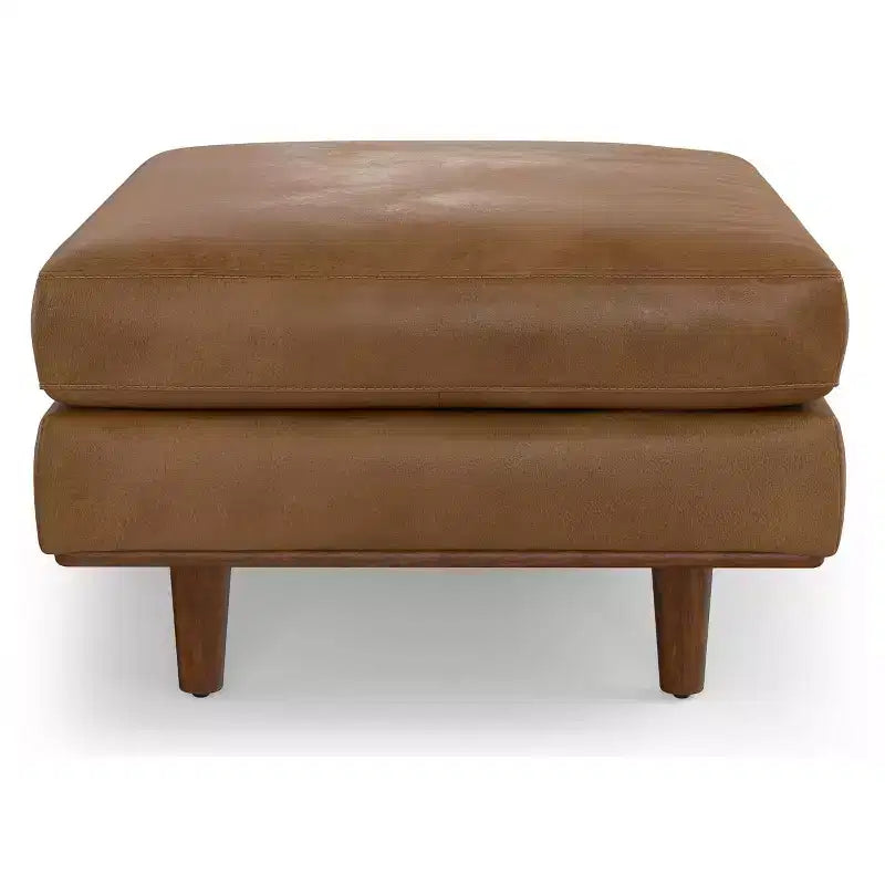 Ottoman a tavolino Mid-Century Modern largo 33 pollici in vera pelle
