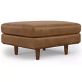  33 inch Wide Mid-Century Modern Table Ottoman in Genuine Leather