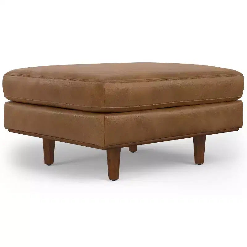 33 inch Wide Mid-Century Modern Table Ottoman in Genuine Leather