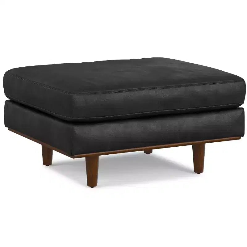 Ottoman a tavolino Mid-Century Modern largo 33 pollici in vera pelle