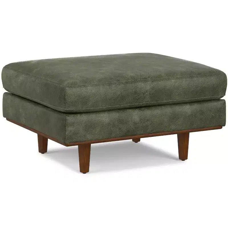 Ottoman a tavolino Mid-Century Modern largo 33 pollici in vera pelle