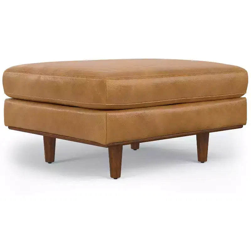 Ottoman a tavolino Mid-Century Modern largo 33 pollici in vera pelle