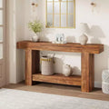 63 Inches  Console Table, 2-Tier Entryway Table with h-Shaped Base, Narrow Entry Table Long Sofa Table Hallway Accent Table for Living Room