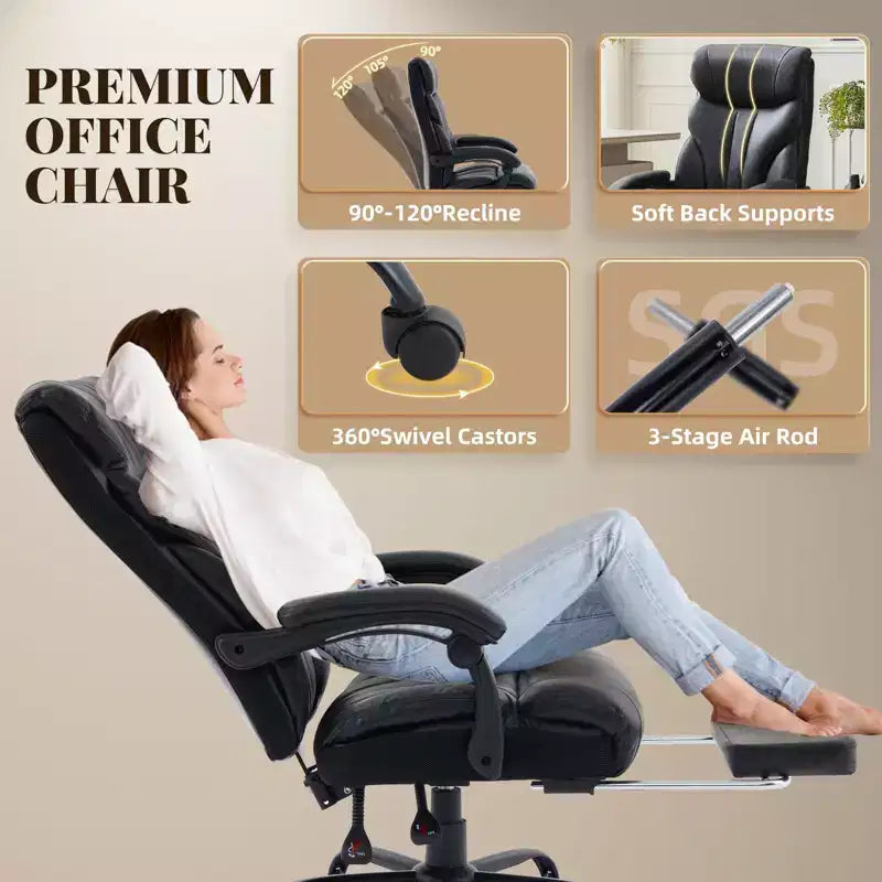 Sedia da ufficio taglie forti portata 227 kg, braccioli regolabili e schienale reclinabile, sedia ergonomica direzionale per computer