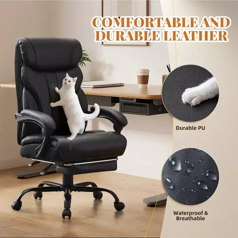 Sedia da ufficio taglie forti portata 227 kg, braccioli regolabili e schienale reclinabile, sedia ergonomica direzionale per computer